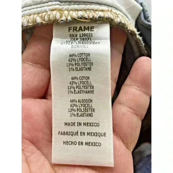 Frame Le High Skinny Jeans leather tuxedo piping Denim Mid Rise Stretch - Picture 11 of 15